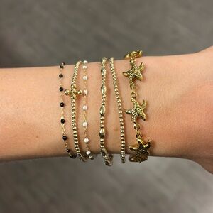 Gold stainless steel starfish charm Bracelet tarnish free beach vacation
